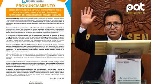 Defensoría del Pueblo exige protocolos para prevenir violencia en centros militares