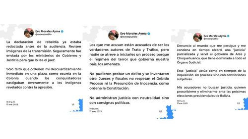 Evo responde a orden de aprehensión y declaración de rebeldía: &quot;Mis acusadores quieren proscribirme y eliminarme&quot;