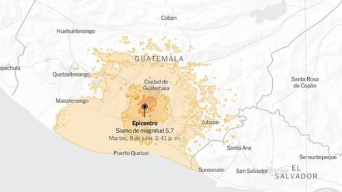 Un terremoto de magnitud 5,7 sacude Guatemala