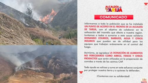 Tarija: tres focos de calor activos y se reactiva el incendio en el Sama