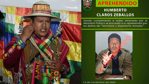Aprehenden a Humberto Claros y Ramiro Cucho, dirigentes acusados de terrorismo y alzamiento armado