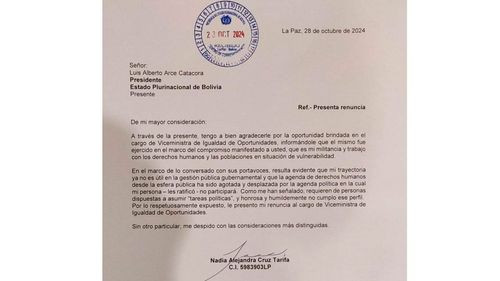Nadia Cruz renuncia al Viceministerio: rechaza agenda política del gobierno