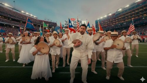 Bad Bunny hace flamear la bandera de Bolivia en el Super Bowl