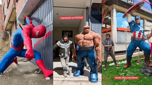 Las colosales esculturas “de película” de Ramiro Sirpa aterrizan en Potosí