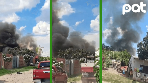 Incendio moviliza bomberos en avenida Santos Dumont