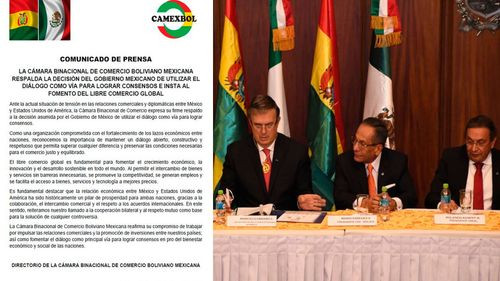 CAMEXBOL respalda el diálogo y el libre comercio ante tensiones entre México y EE.UU.