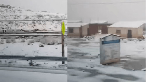 Carretera Oruro-Cochabamba luce un manto blanco tras intensa nevada