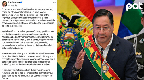 Arce acusa a Evo de buscar convulsión para ser candidato