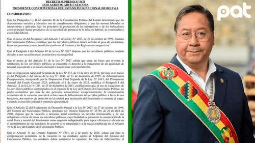 Gobierno garantiza pago de vacaciones acumuladas a funcionarios públicos